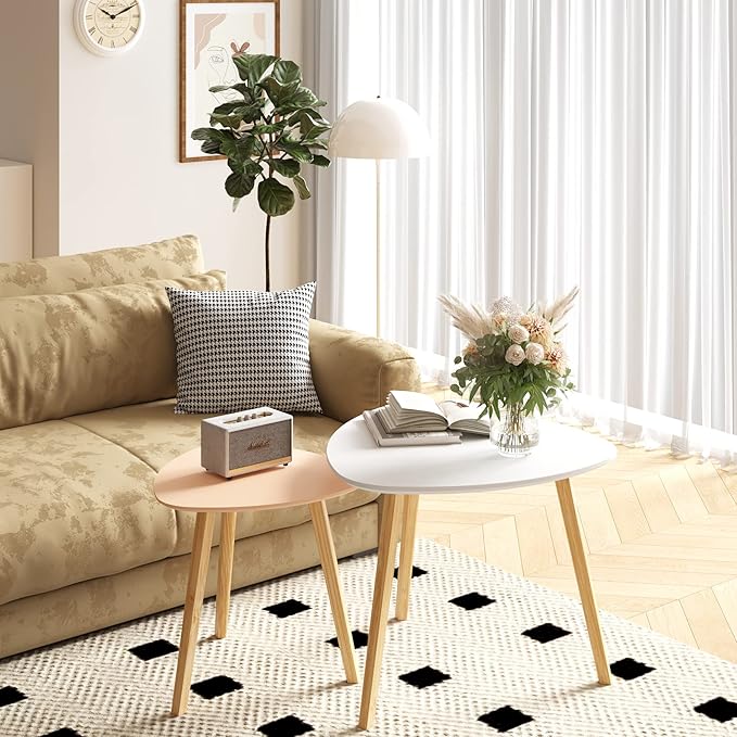 BAMEOS Bamboo Nesting Triangle End Table - Image 3