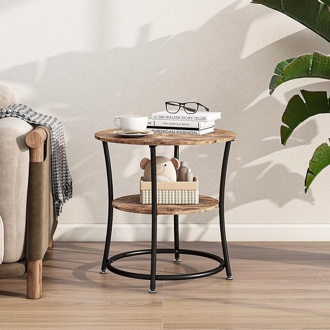 BOFENG Round Coffee Table Side Table, Round End Table by BOFENG