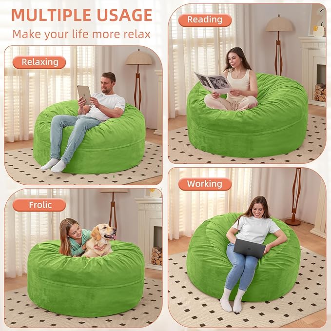 HABUTWAY Bean Bag Chair 3Ft Luxurious Velvet Ultra Soft Fur - Image 5
