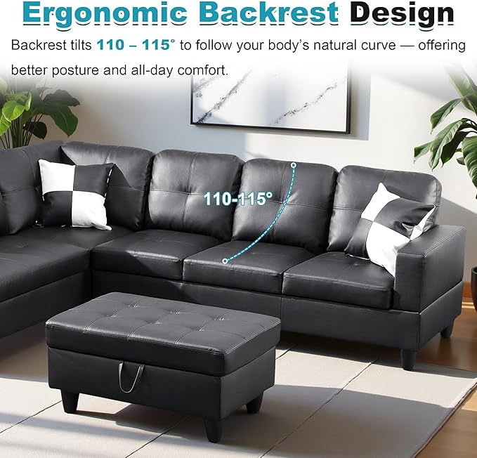 103.5" Oversized Sectional Couch, L Shaped Couch - Image 6