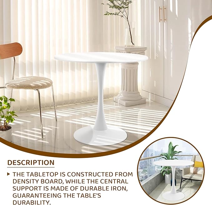 Round White Dining Table Modern Kitchen Table - Image 4