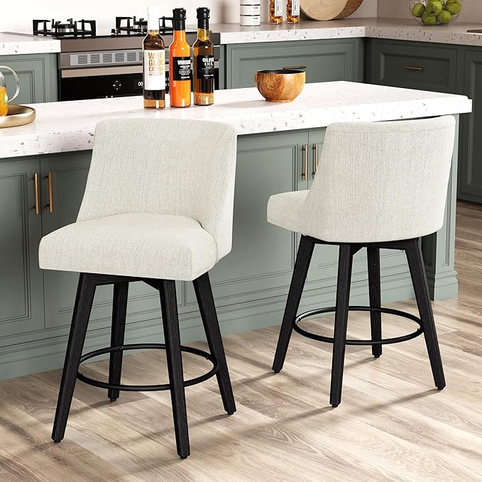 Counter Height Bar Stools Set of 8, Modern Swivel Barstools - Image 9