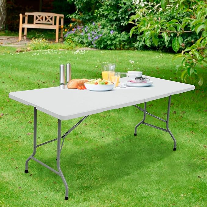 FORUP 6ft Table, Folding Utility Table, Fold-in-Half Portable Plastic Picnic - Image 7