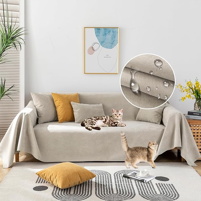 STACYPIK Waterproof Anti-Cat Scratch Couch Covers, Non-Slip Couch Covers by STACYPIK