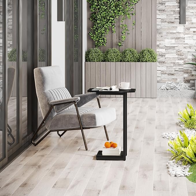 Hosfais Small Side Table End Table, C Shaped Barrel Coffee Table - Image 5