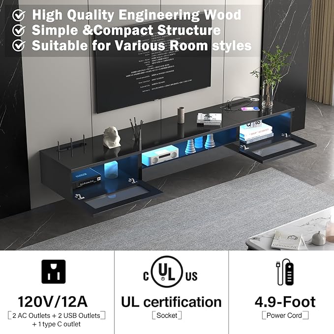 Floating TV Stand, Floating Wall Mounted TV Shelf - Image 7