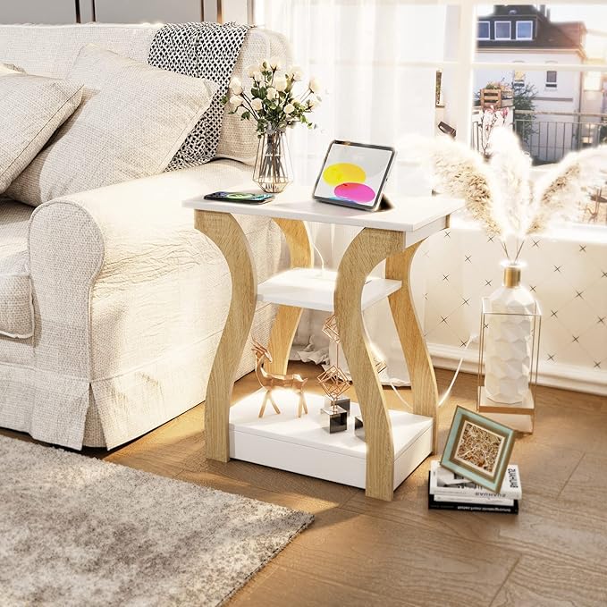 End Table with Charging Station, Side Table with USB Ports and Outlets - Image 5