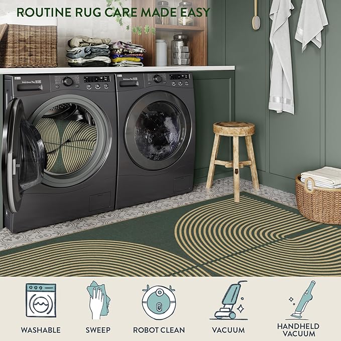 Lahome Modern Rainbow Easy Jute Entryway Runner Rug, Washable Carpet Runners - Image 5