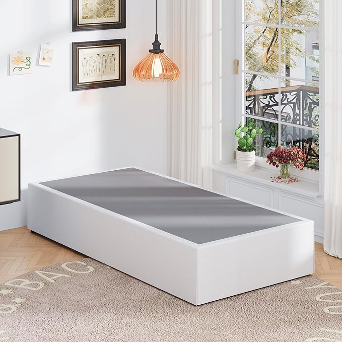 16 Inch Twin Bed Frames with White Skirt Cover, Metal Twin Size Bed Frame with - Image 8