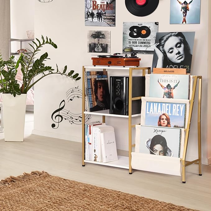 Stand for Record Player, 3 Tier Vinyl Record Storage - Image 2