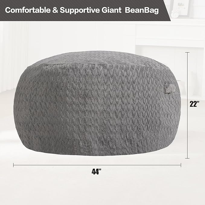 Hobestluk 4ft Bean Bag Chairs for Adults Large Beanbag Chair - Image 2