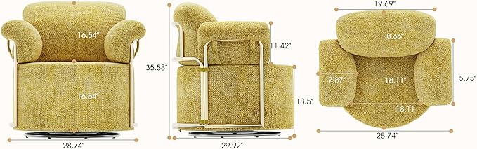 KEIKI Modern Comfy Swivel Accent Reading Chair, 360°Round Upholstered Barrel - Image 2