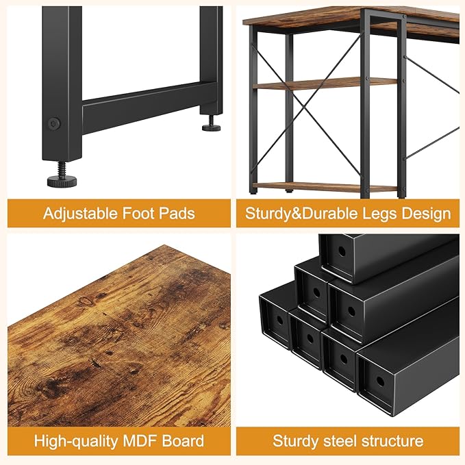 L Shaped Computer Desk with Reversible Shelves, 40 Inch Small Corner Desk with - Image 8