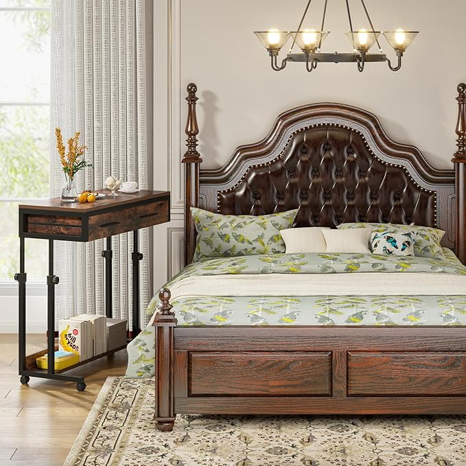 Tribesigns Portable Desk with Drawers, Mobile Laptop Desk with Wheels, Sofa - Image 8