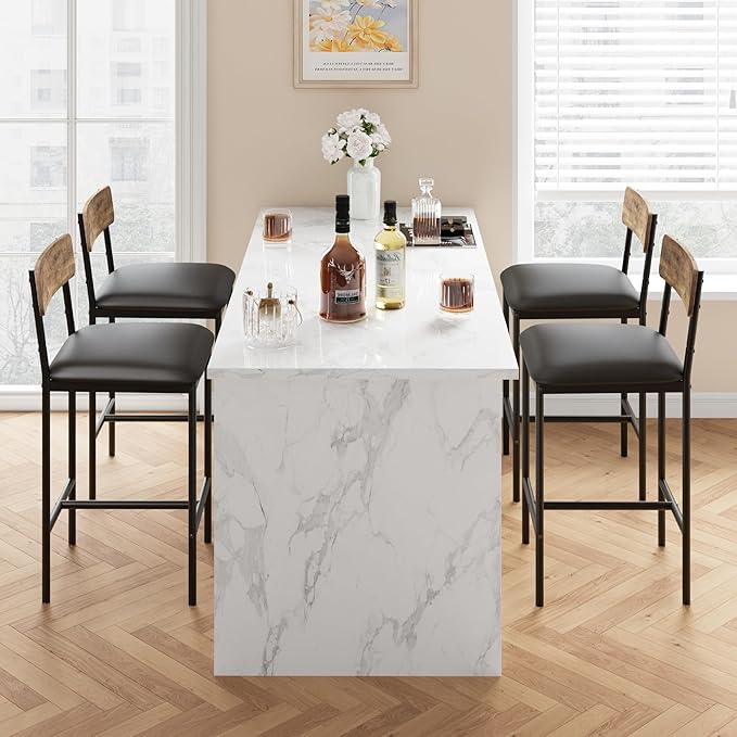 GarveeHome Bar Stools Set of 4, Upholstered Counter Height Bar Stools - Image 6