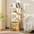 4 Tier Tall Bookshelf with Storage by YUFAM