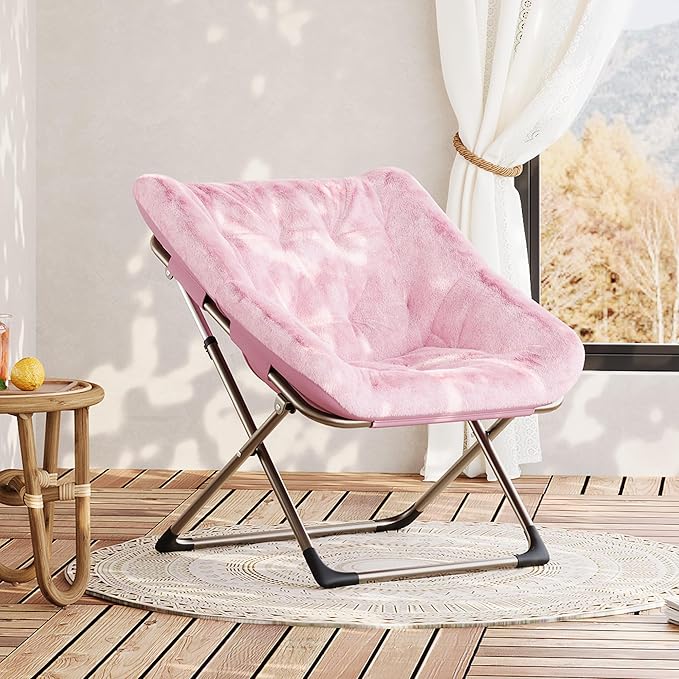 Comfy Chair for Adults, Foldable Living Room Chairs, Soft Faux Fur Folding - Image 9