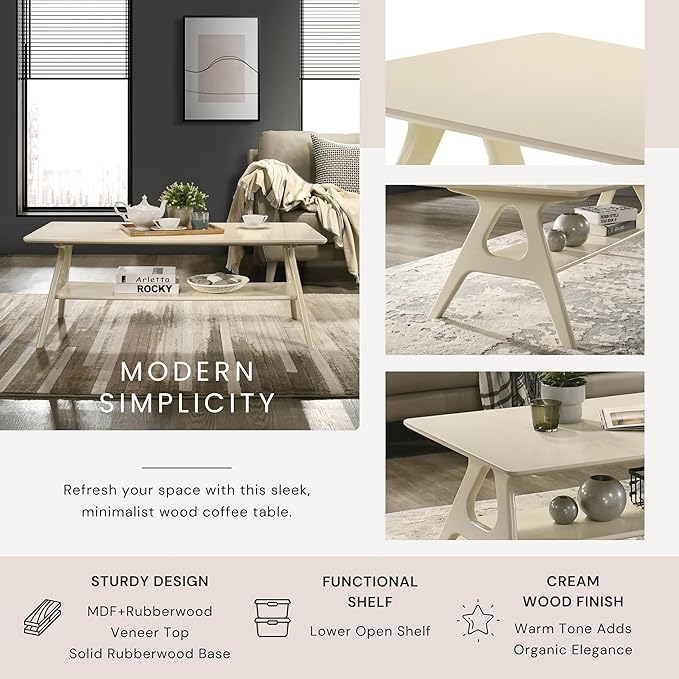 Roundhill Furniture Arona 3-Piece Coffee Table Set, Coffee Table and Two End - Image 3