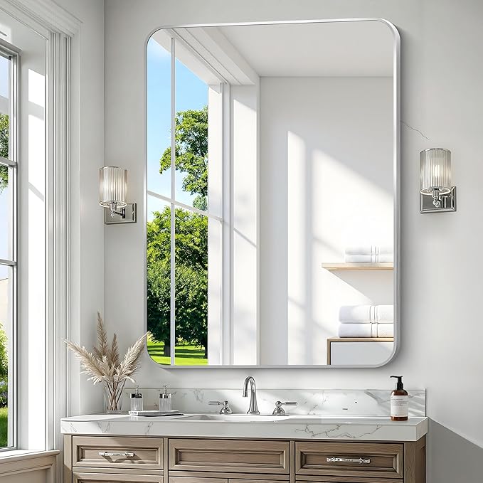 Silver Bathroom Mirror, 36x48 inch Wall Mirror - Image 2