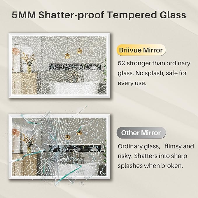55x30 Inch White Bathroom Mirror - Image 7
