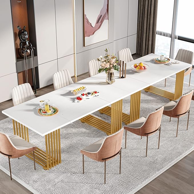 Tribesigns Modern Dining Table for 6-8 People, 70.8 Inches Long White Room - Image 6