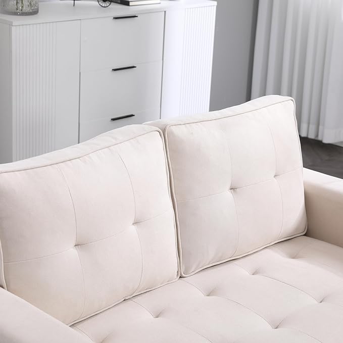 ERYE 3 Fold Tufted Upholstered Futon Sofa Bed Modern Convertible Foldable Floor - Image 9