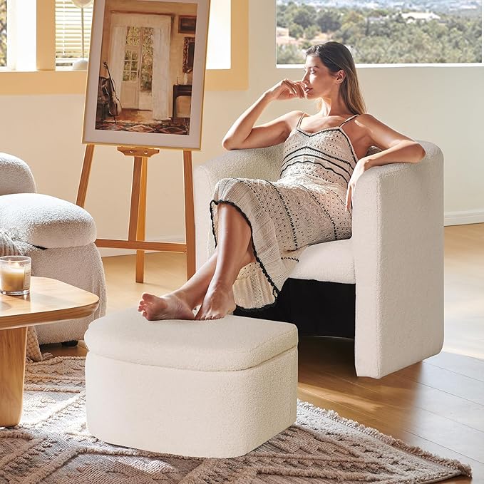 COLAMY Upholstered Sherpa Barrel Accent Chair - Image 3