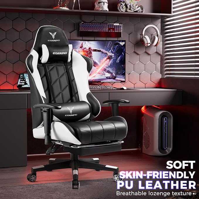 Gaming Chair with 3D Adjustable Armrests, Cow Print Design, Ergonomic Office - Image 2