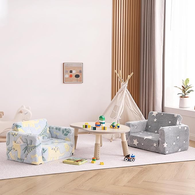 Tiita Kids Sofa, 2-in-1 Kid Sofa, Convertible Children Couch to Lounger - Image 8