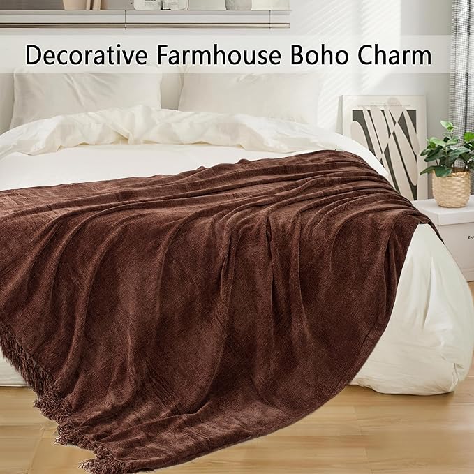 Chenille Throw Blanket for Couch 50"X 60", Soft Cozy Throws - Image 5