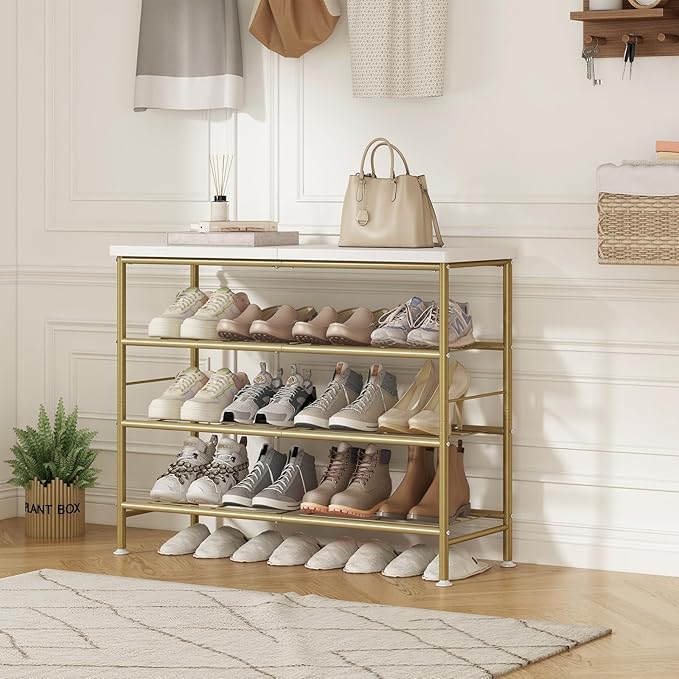 Shoe Rack Organizer 4 Tier for Closet Entryway Free Standing Metal Storage Shoe - Image 5