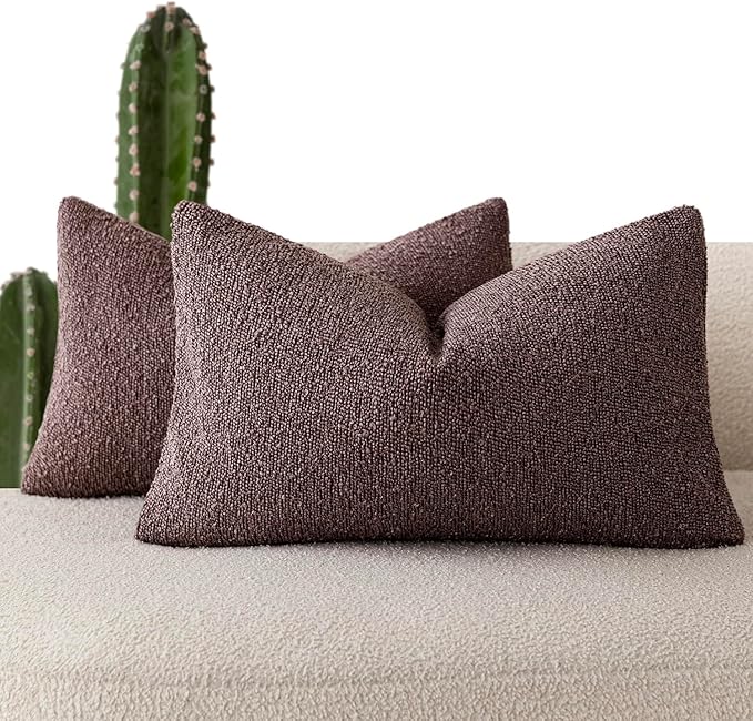 Foindtower Pack of 2 Textured Boucle Throw Pillow Covers Accent Solid by Foindtower