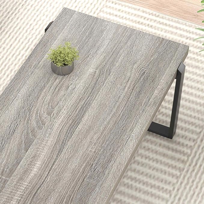 FOLUBAN Modern Coffee Table, Rustic Wood and Metal Center Table, Retro Small - Image 4