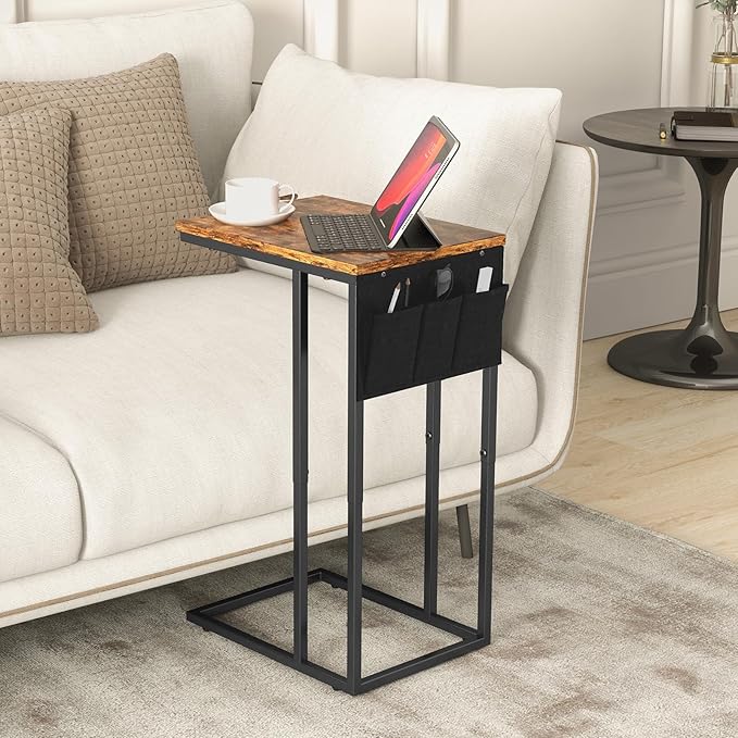 C Shaped End Table for Couch, Small Side Table for Sofa - Image 2