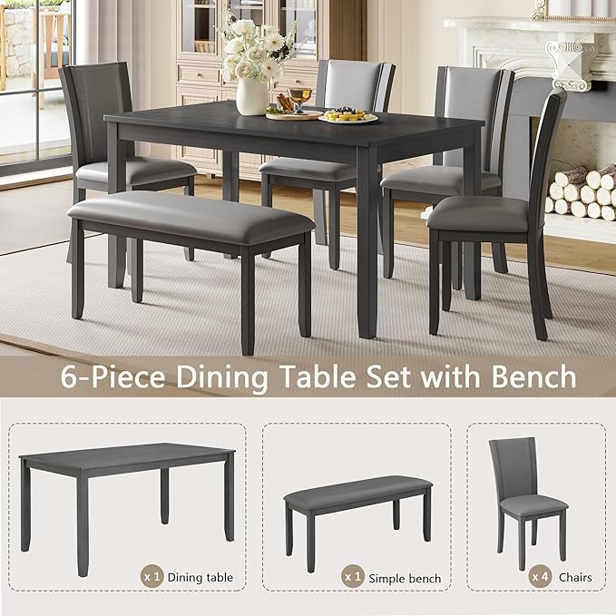 KEIKI 6-Piece Standard Height Dining Table Set - Image 7