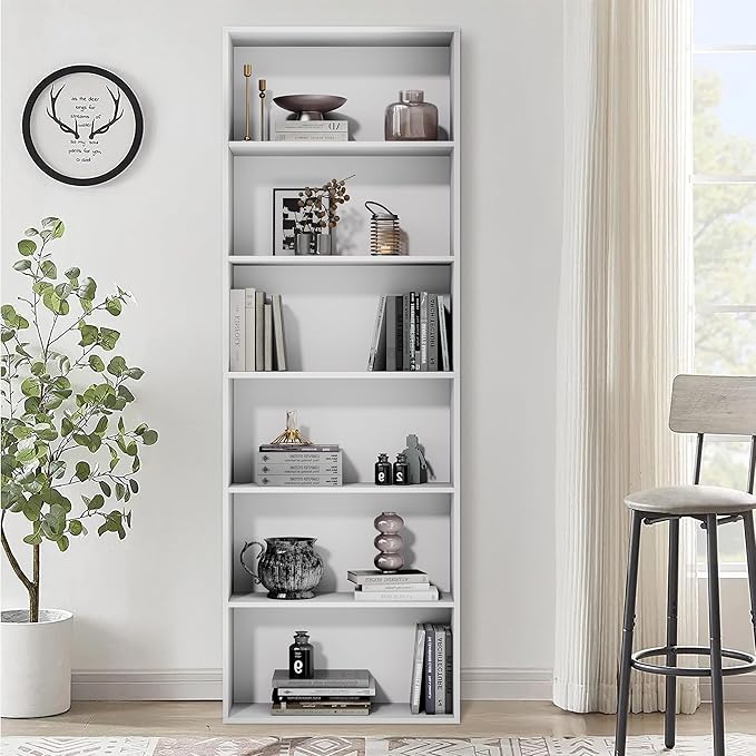 71" Tall Bookcase, 6-Tier Open Display Storage Shelves, Floor Standing Large - Image 3