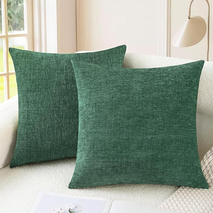 CaliTime Throw Pillow Covers Decorative 18 X 18 Inches Pack of 2 Cozy Chenille by CaliTime