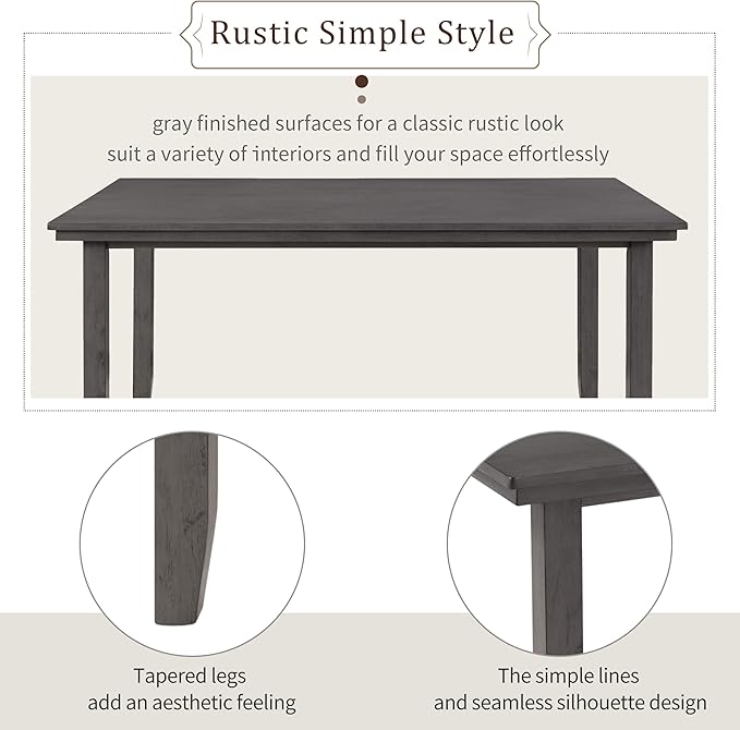 SogesPower 6-Piece Rustic Dining Table Set - Image 6