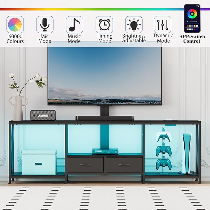 63" W TV Stand with Mount for 50, Entertainment Center with Power Outlet and - Image 3