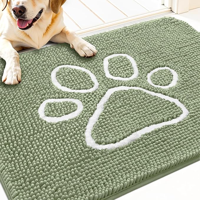 OLANLY Door Mat for Muddy Dog Paws 30x20, Ultra Absorbent Chenille Mud Doormat by OLANLY
