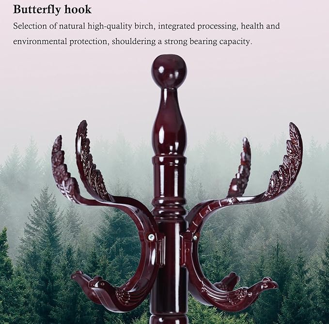 Coat Rack Stand, Solid Wooden Coat Tree - Image 2