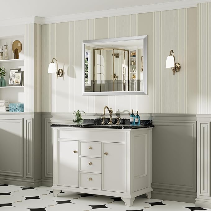 40x30 Inch Silver Bathroom Mirror - Image 5