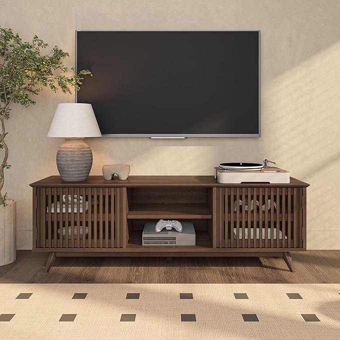 Plank+Beam Mid-Century Modern Wood TV Stand, Solid Wood Entertainment Console - Image 9