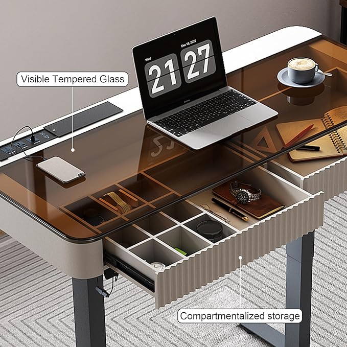 Lartis Office Desk, Electric Computer Lift Table Standing Desk - Image 5
