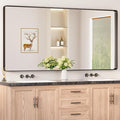Keonjinn Black Bathroom Mirror for Over Sink, 72” x 36” Large Rounded Rectangle by Keonjinn