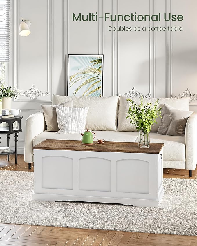 39.4" Storage Chest Bench with Lift Lid, Toy Chest with Safety Hinge, Entryway - Image 8
