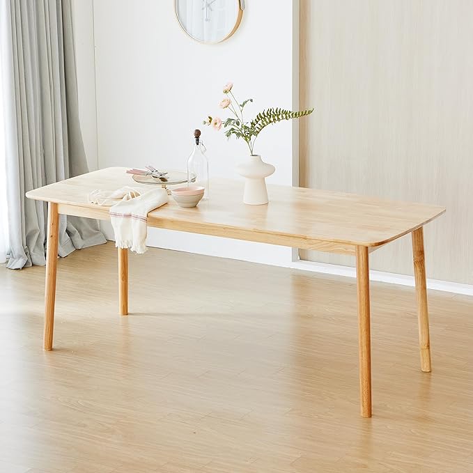 Livinia Aslan 70.9" Malaysian Oak Rectangular Wooden Dining Table/Large Solid by Livinia