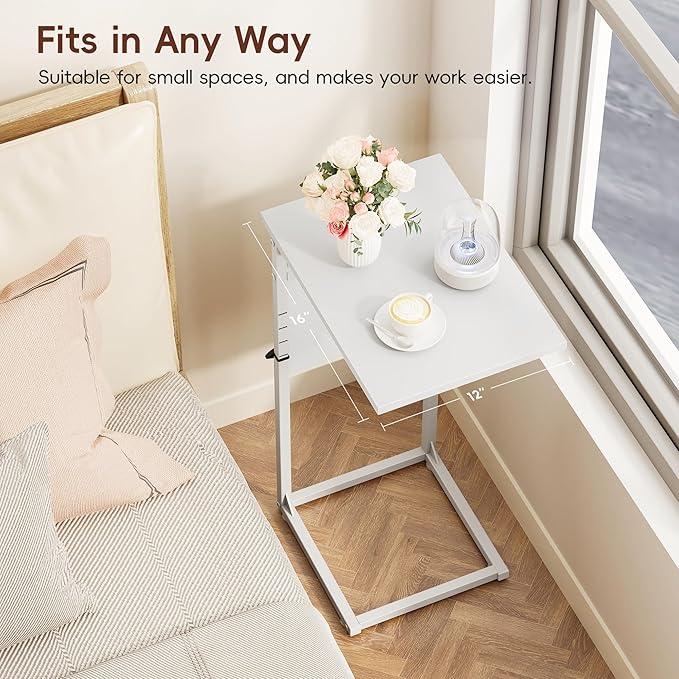 Vagusicc C Shaped End Table, Adjustable Height Recliner Table Small Couch Side - Image 5