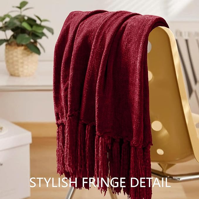 Chenille Throw Blanket for Couch 50"X 60", Soft Cozy Throws - Image 3