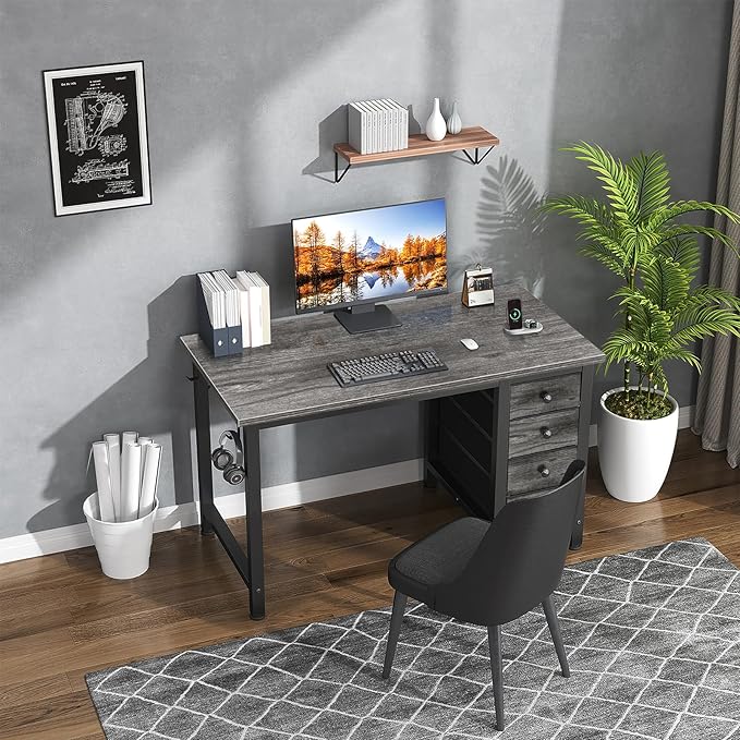 Lufeiya Small Gaming Desk with 4 Fabric Drawers, 40 Inch Kids Girls Teen Cute - Image 2